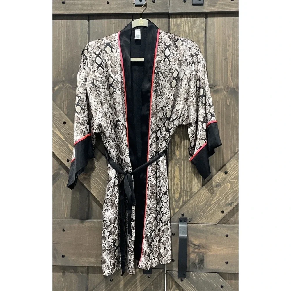 VICTORIA'S SECRET Satin Robe Snake Reversible Kimono Sleepwear‎ Women's XS/S